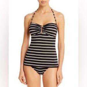Lauren Ralph Lauren Black and White Striped One-Piece Tankini
